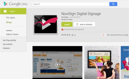 NoviSign Digital Signage App in the Market
