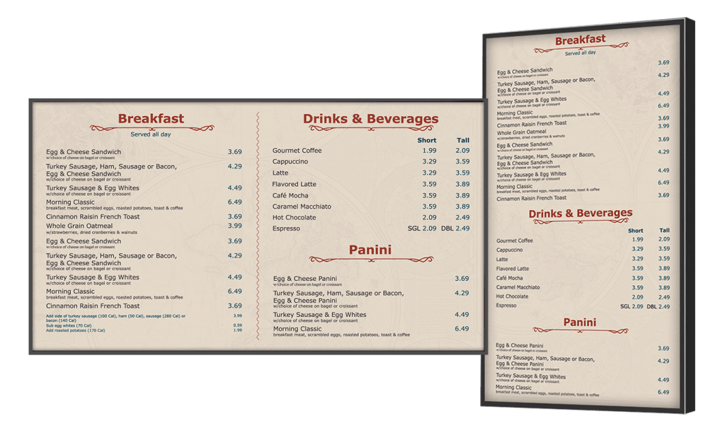 Coffee shop menu board