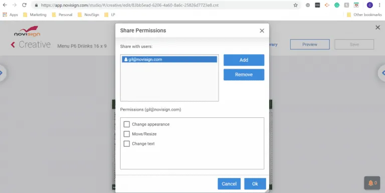 Set sharing permissions