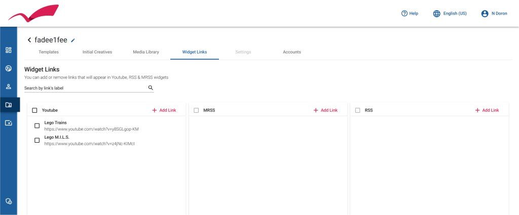 Flavor widget links