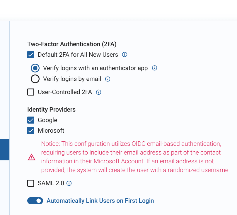 Enforced 2FA