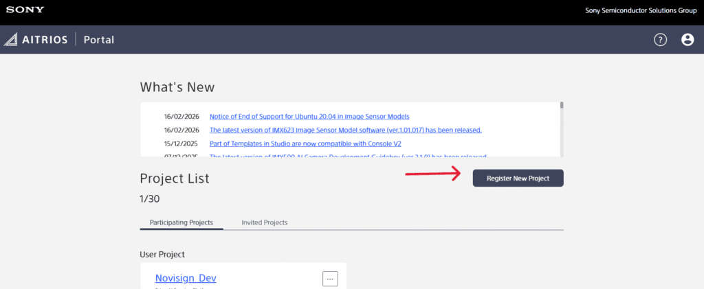 Register new project