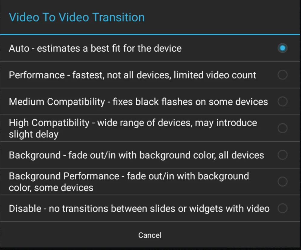 Video to video transition