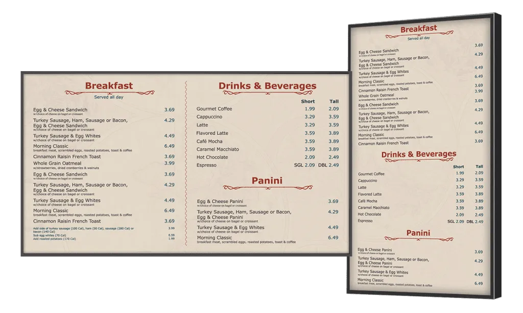 Coffee shop menu board Coffee shop menu board