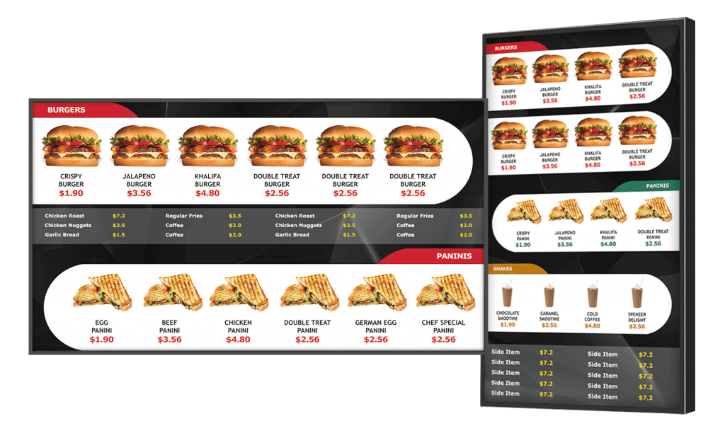 Quick serve digital menu board