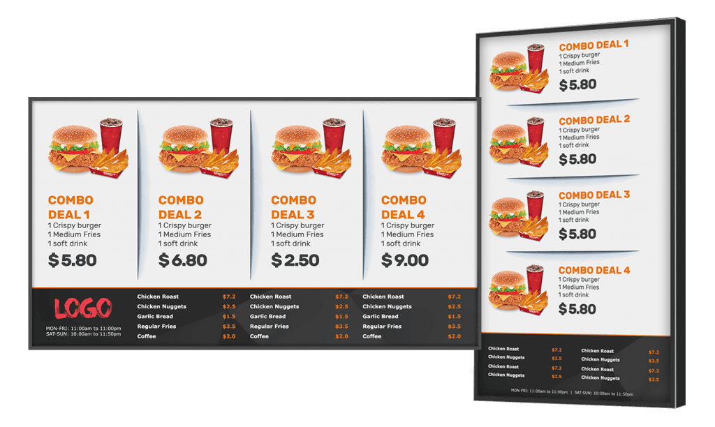 Restaurant digital menu board software