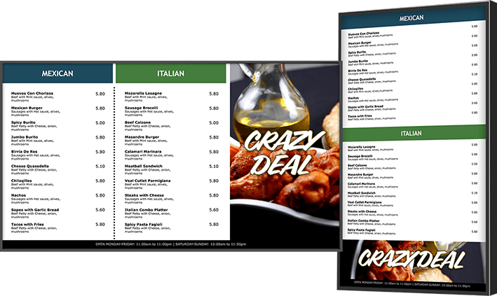 digital menu boards