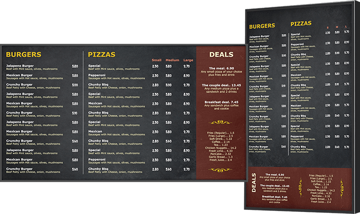 chalk board style digital menu boards