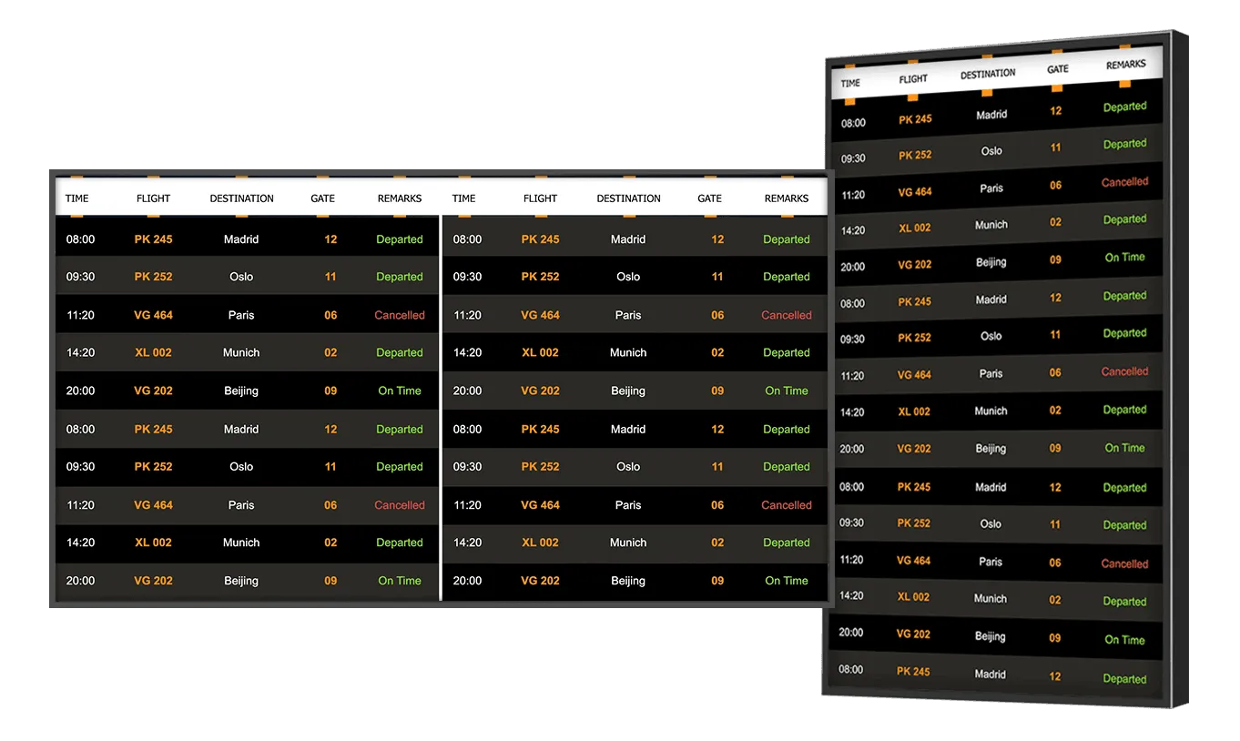 Digital signage for airports Digital signage for airports