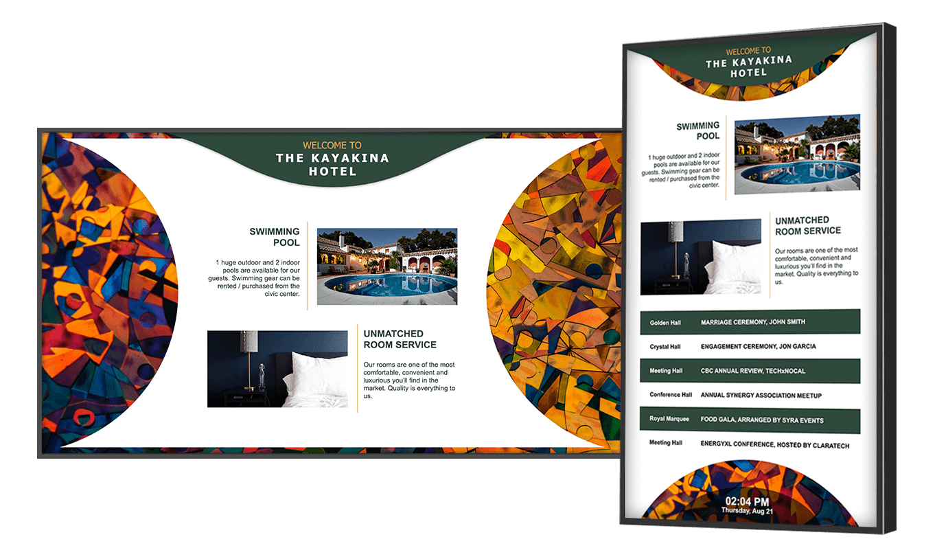 Digital signage for hotels - hospitality Digital signage for hotels - hospitality