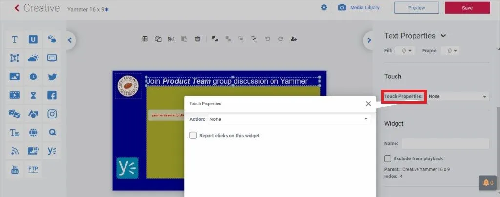 Touch properties Touch properties