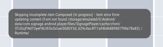 Roboto font error message