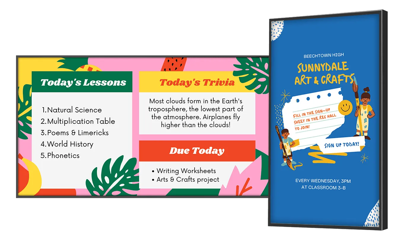 Digital signage for school