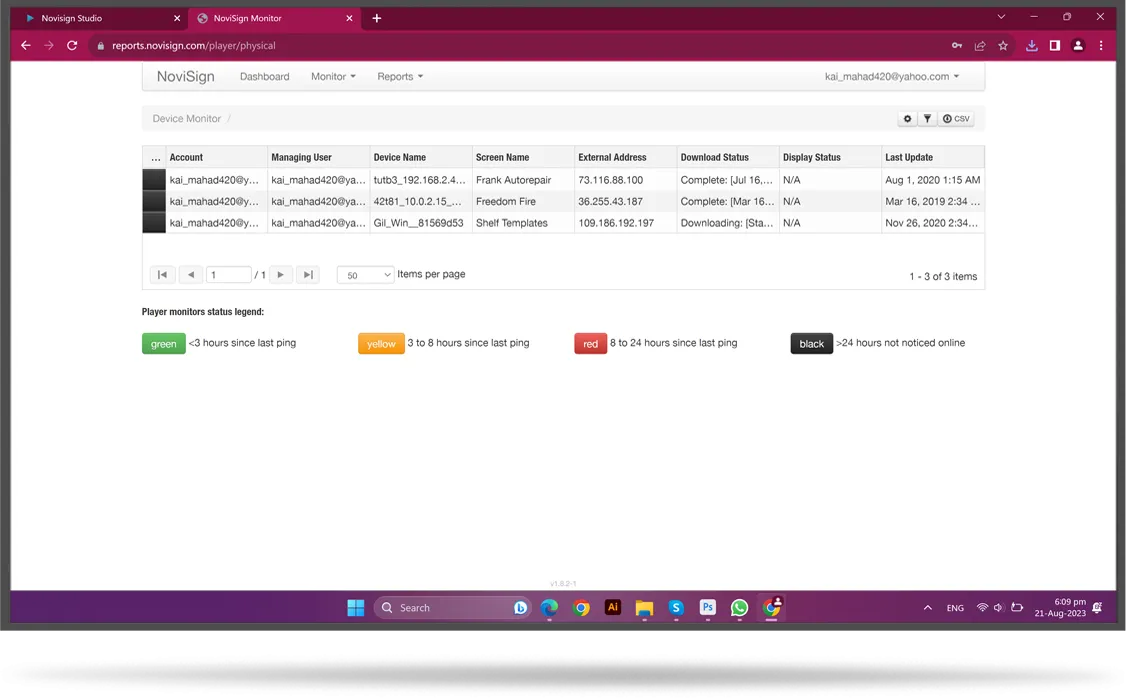 Digital signage dashboard Digital signage dashboard
