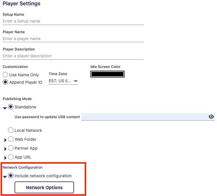 BrightSign player settings