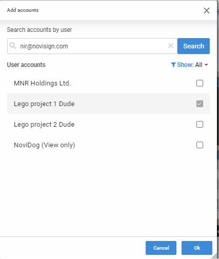 Creative - find user and choose account