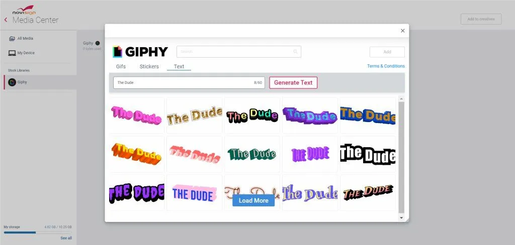 Giphy animated text