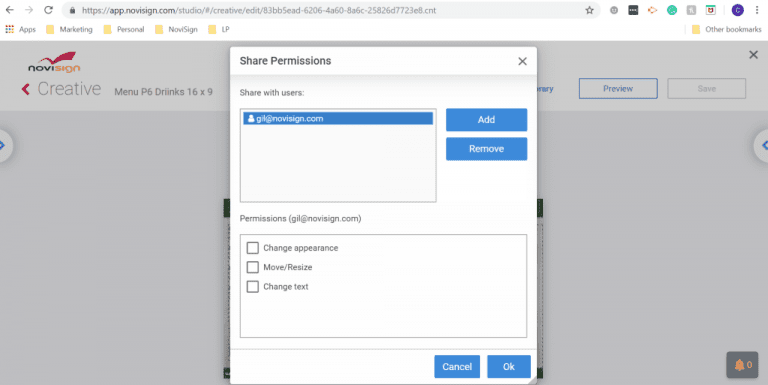 Set sharing permissions