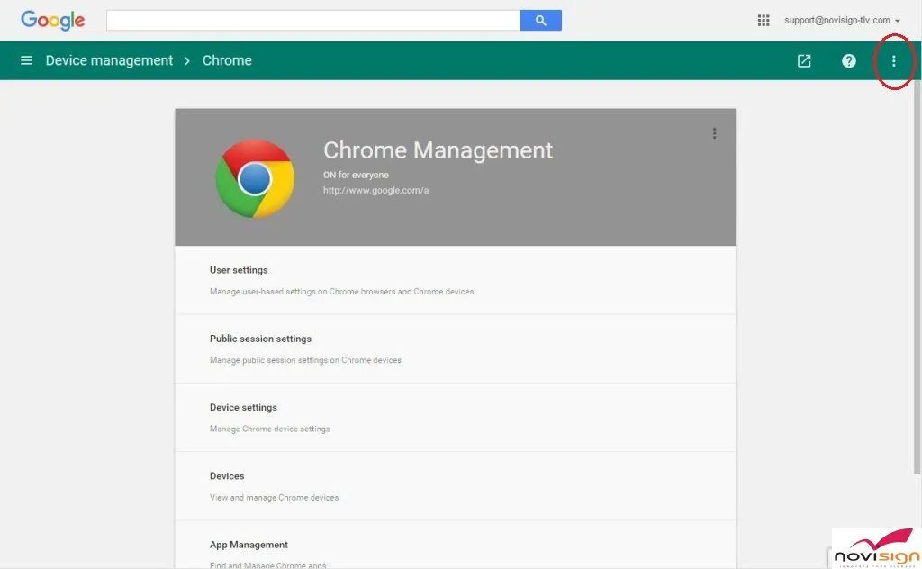 Google Device Management Device settings