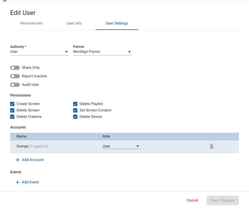 Alter user permissions
