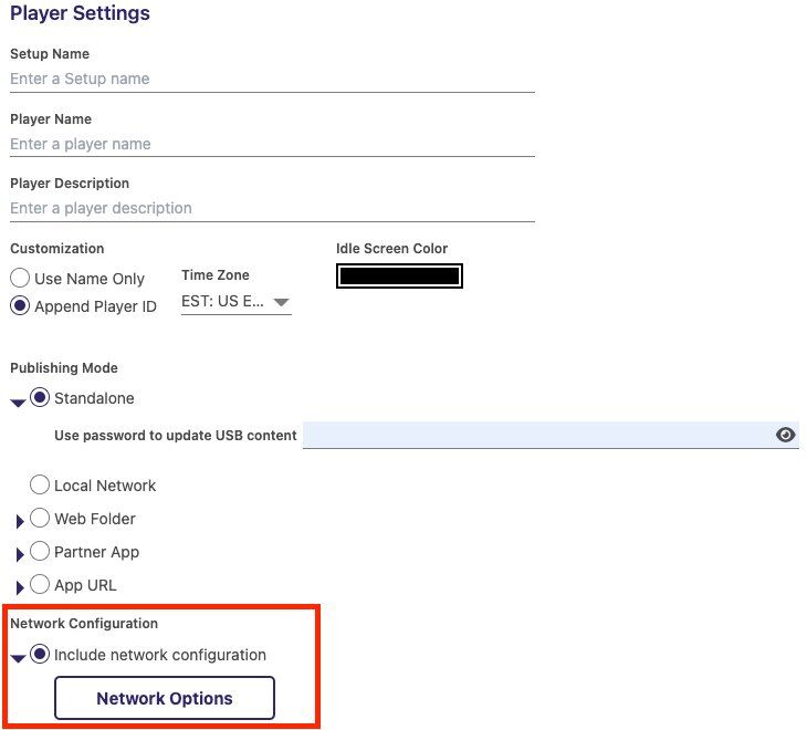 BrightSign player settings