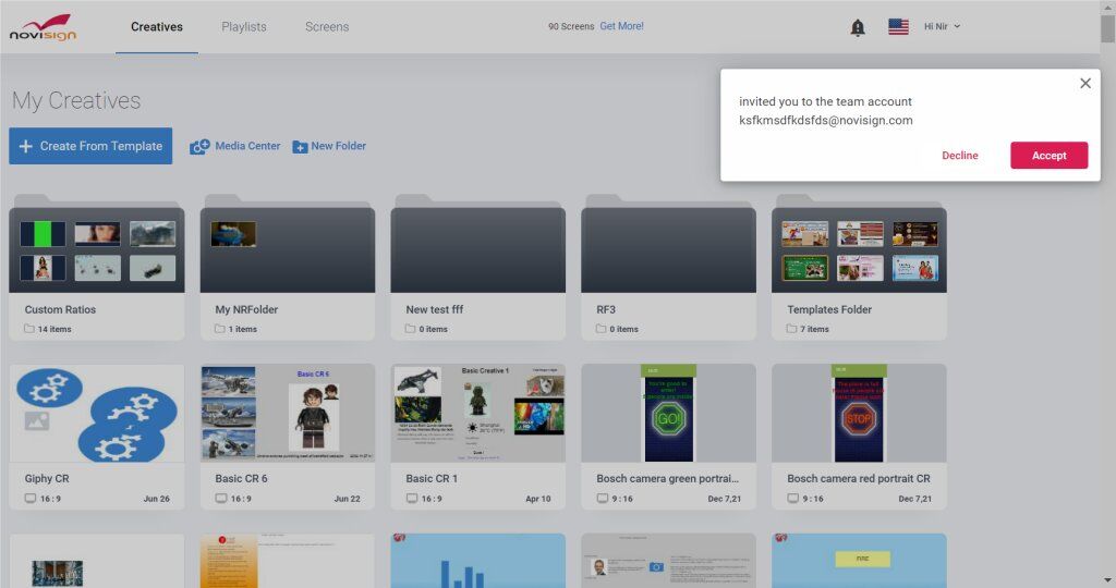 Invites feature message