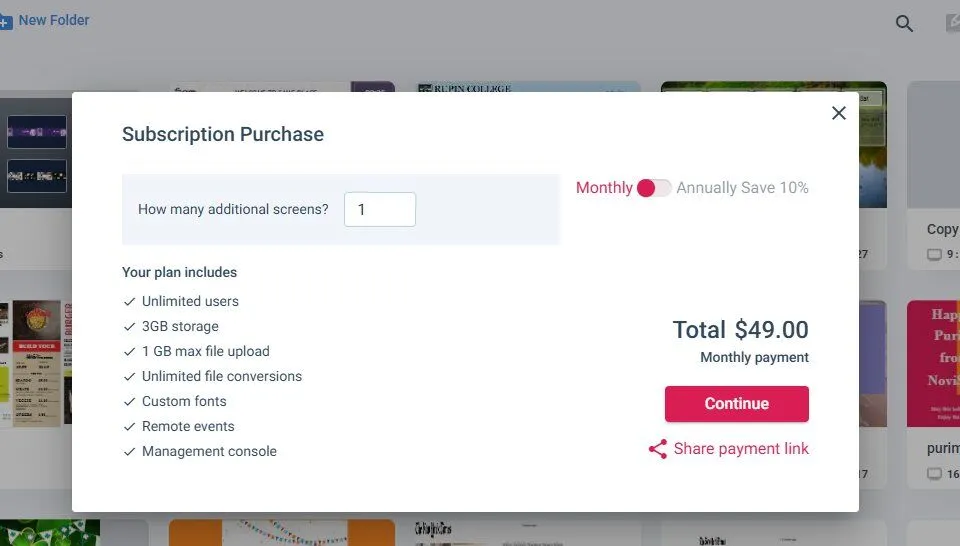 Monthly yearly subscription