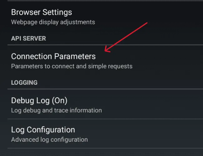 Connection parameters