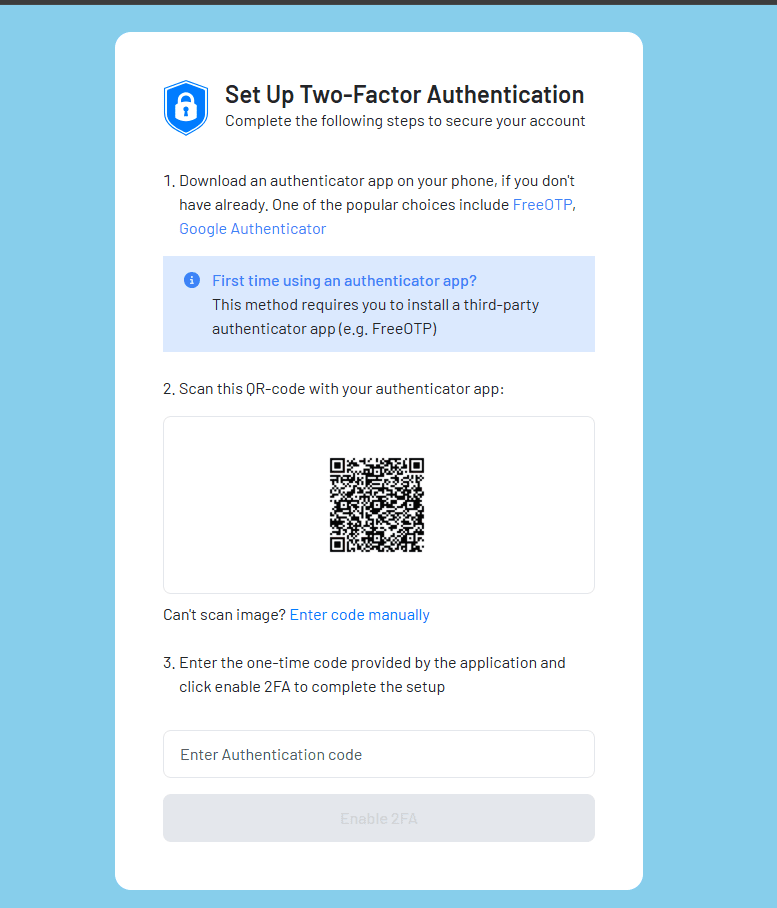 Two-Factor Authentication setup