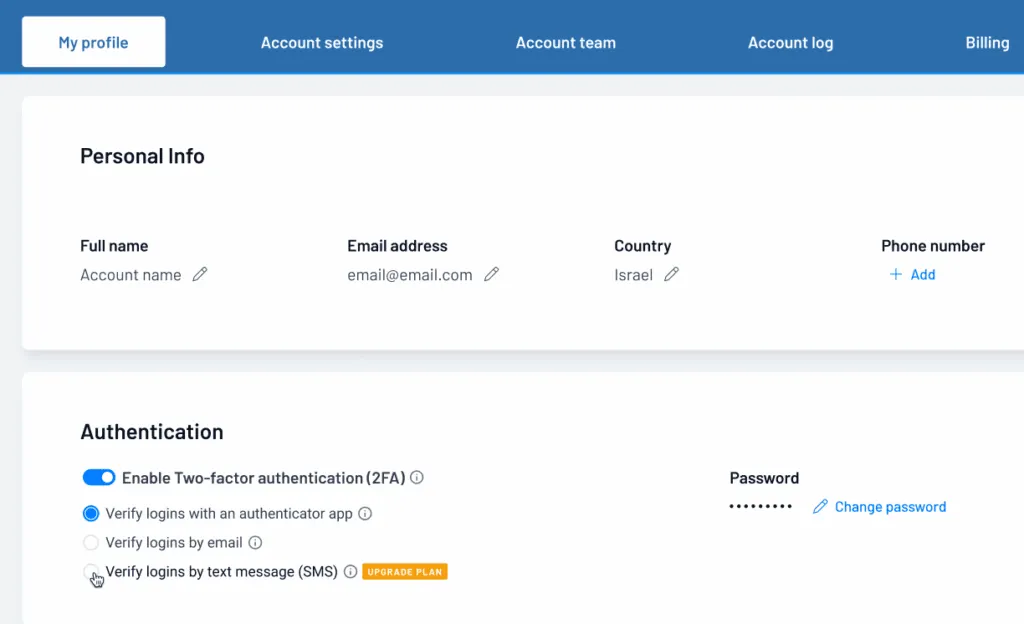 2FA SMS support