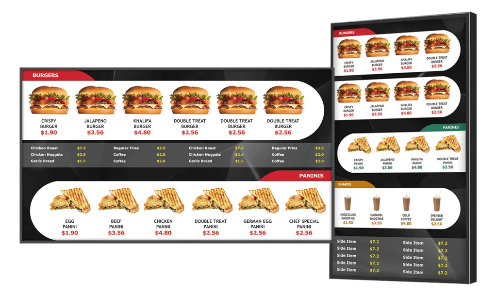 Quick serve digital menu board Quick serve digital menu board