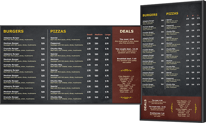 chalk board style digital menu boards