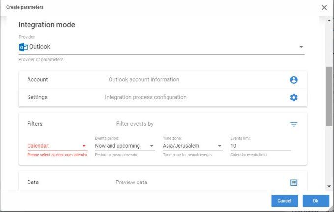 Calendar widget - choose integration mode Calendar widget - choose integration mode