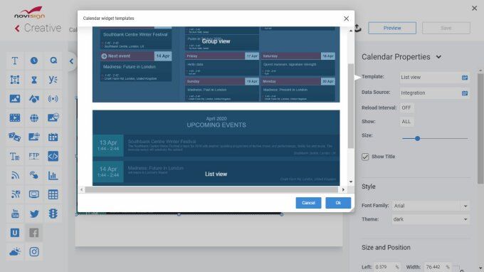 Calendar widget - choose view Calendar widget - choose view