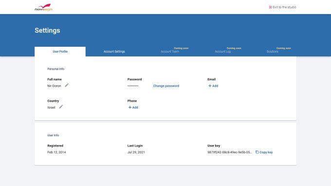 User profile menu User profile menu