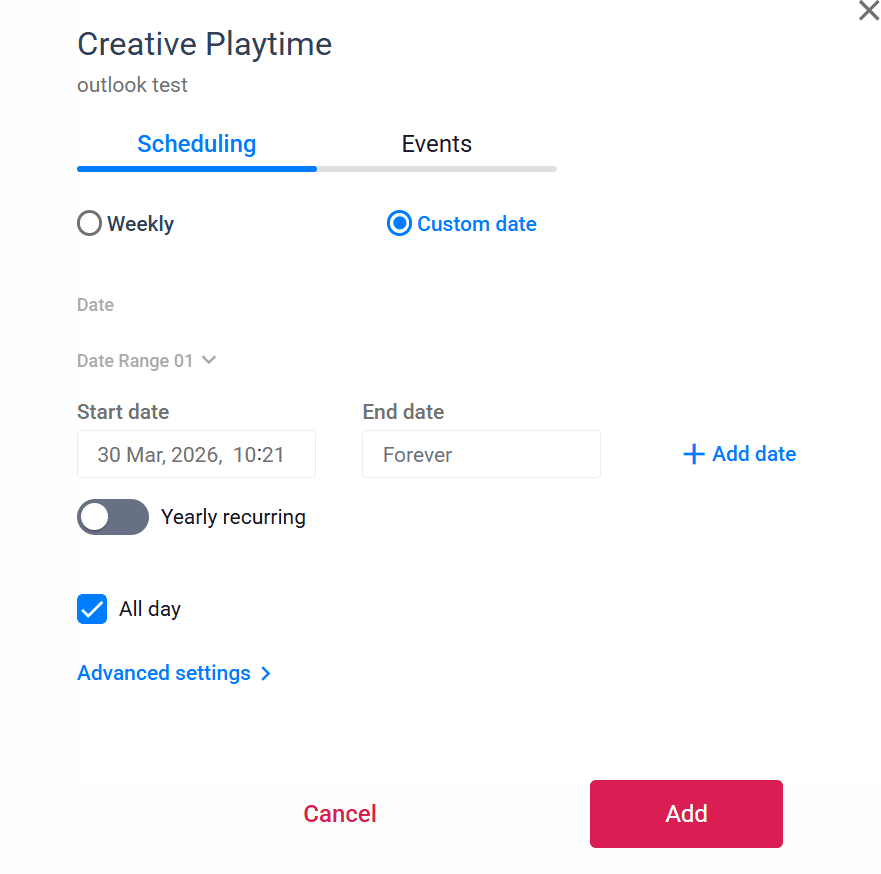 custom date
