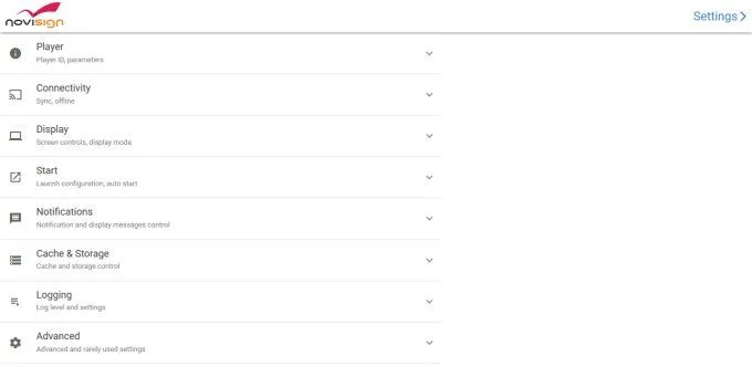 Tizen app settings