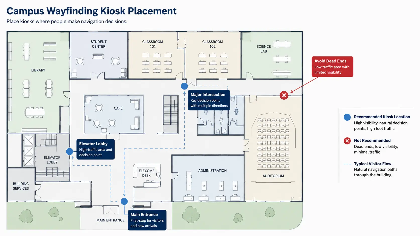 Campus Wayfinding kiosk locations