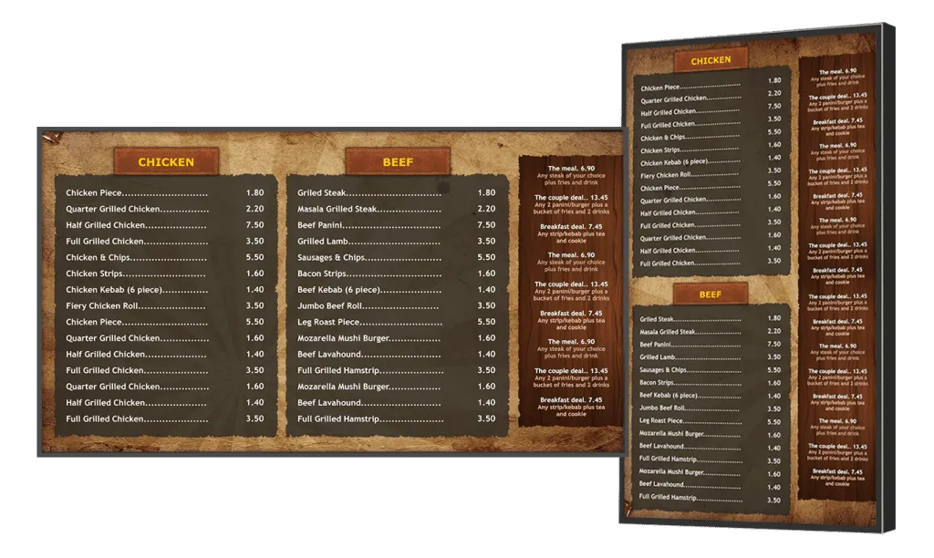Restaurant menu board