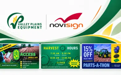 Three polished digital signage cards