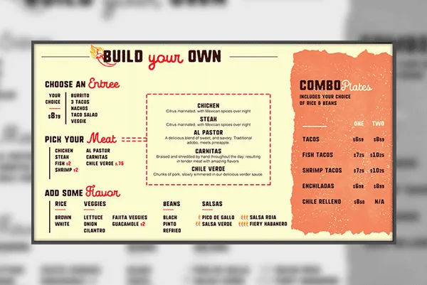 digital menu board displays