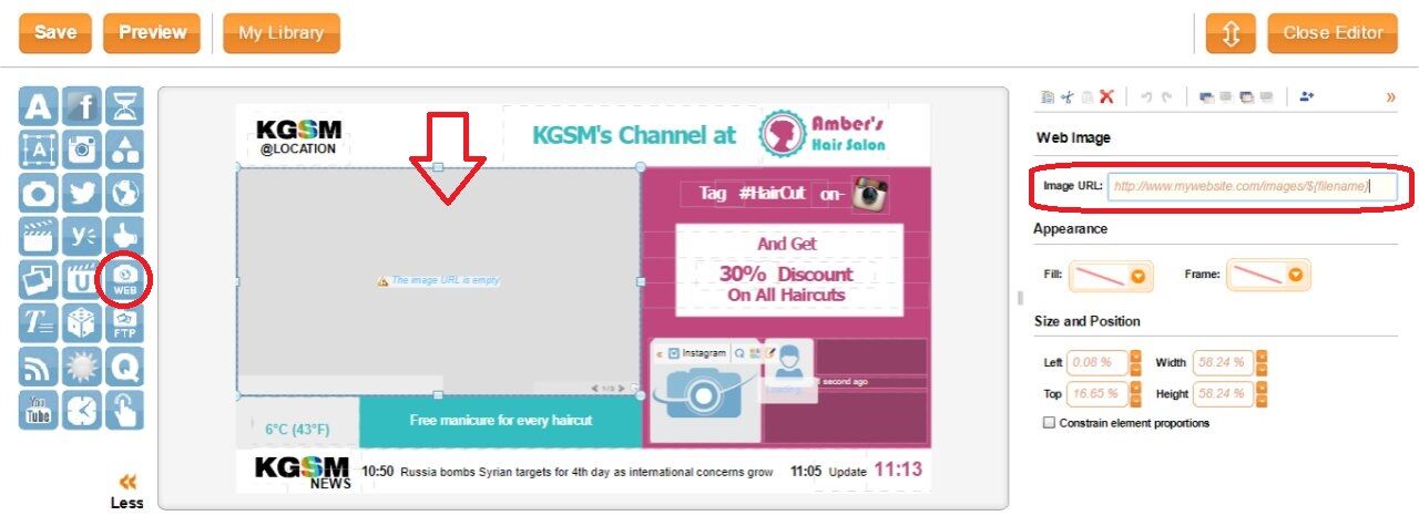 Dynamic connected webimage widget