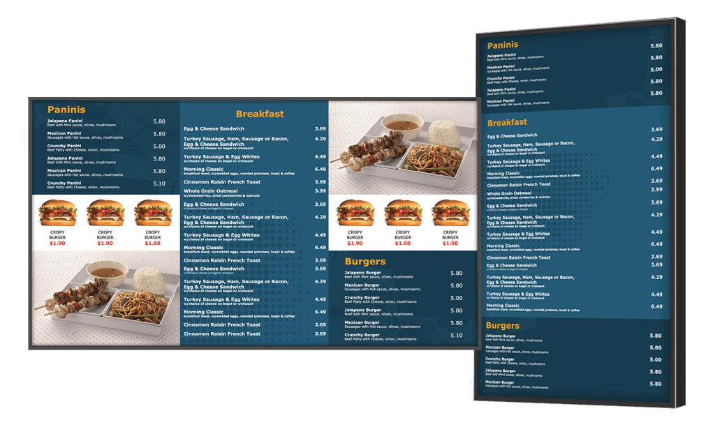 Fast casual restaurant menu Fast casual restaurant menu
