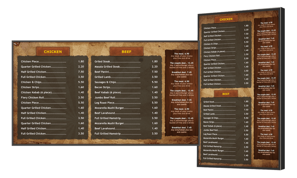 Restaurant menu board Restaurant menu board