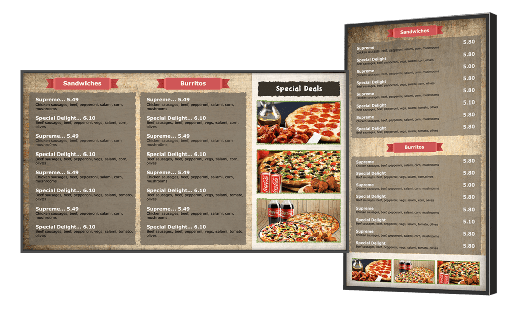Digital menu board Digital menu board