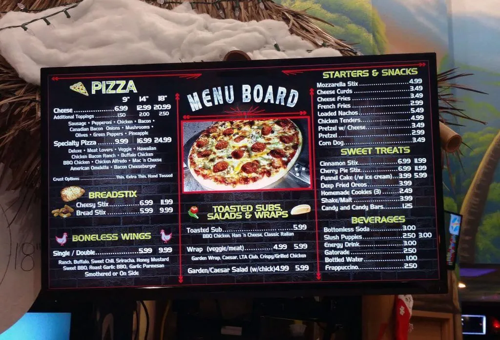 pizza parlor digital menu boards 