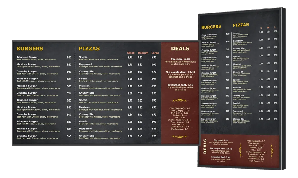 Digital menu board