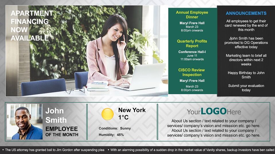 Digital signage for corporate communications Digital Signage for Corporate Communications