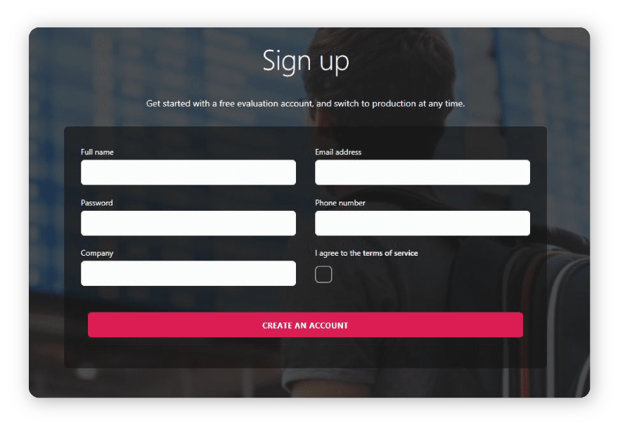 Sign up form Sign up form