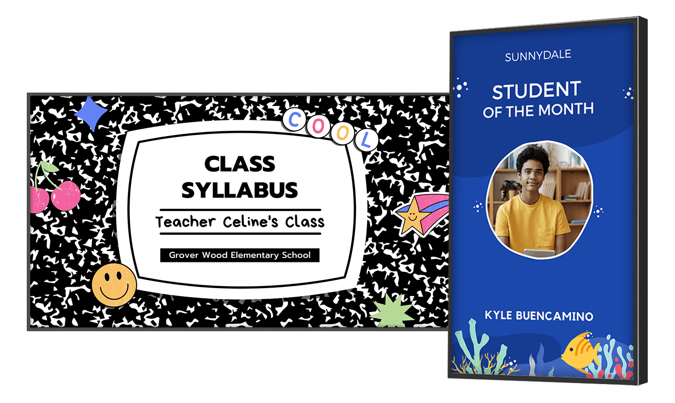 K-12 digital signage cafeteria menu board